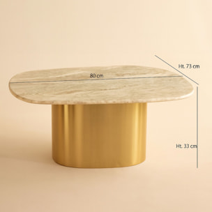 Table basse en marbre gris et pied en métal doré FEDJE