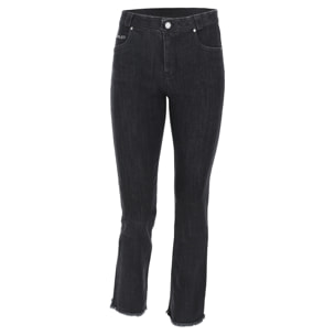Jeans in denim FREDDY BLACK cropped svasati e fondo sfrangiato