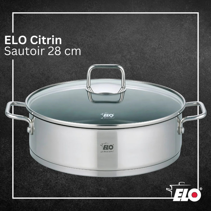 Sautoir 28 cm en acier inoxydable 18/10 antiadhésif Elo Citrin