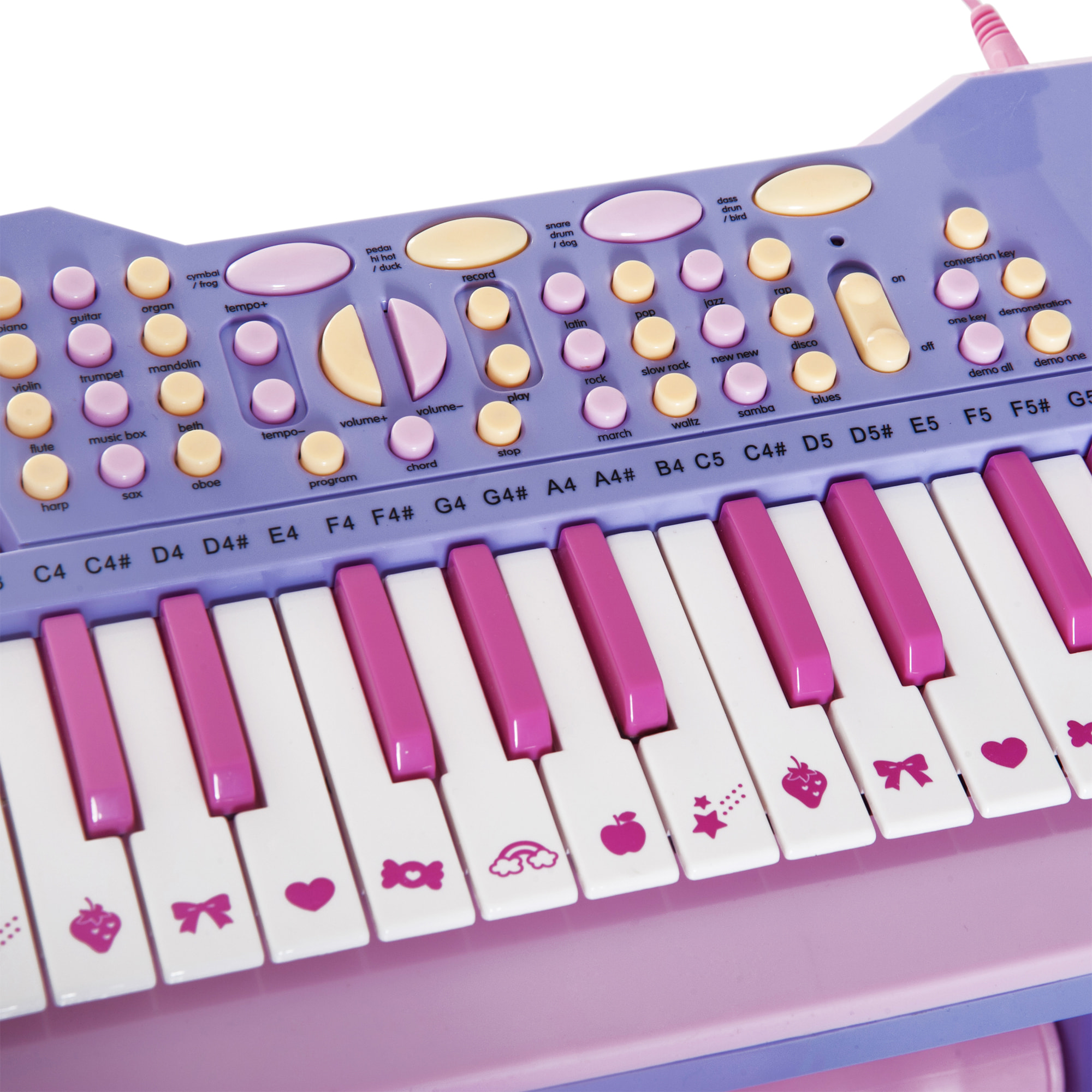 HOMCOM Pianola per Bambini con Sgabello e Microfono, 12 Strumenti e 22 Musiche, Registrazione, MP3 e Karaoke, Rosa