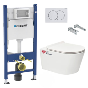 Pack bati-support Geberit 112cm + WC sans bride Swiss Aqua Technologies Brevis + abattant ultra-fin (BREVISGEB3)