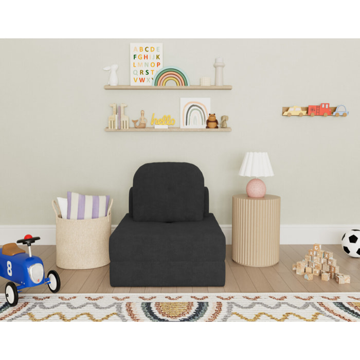 Edna - fauteuil convertible déplimousse en tissu bouclette - Noir