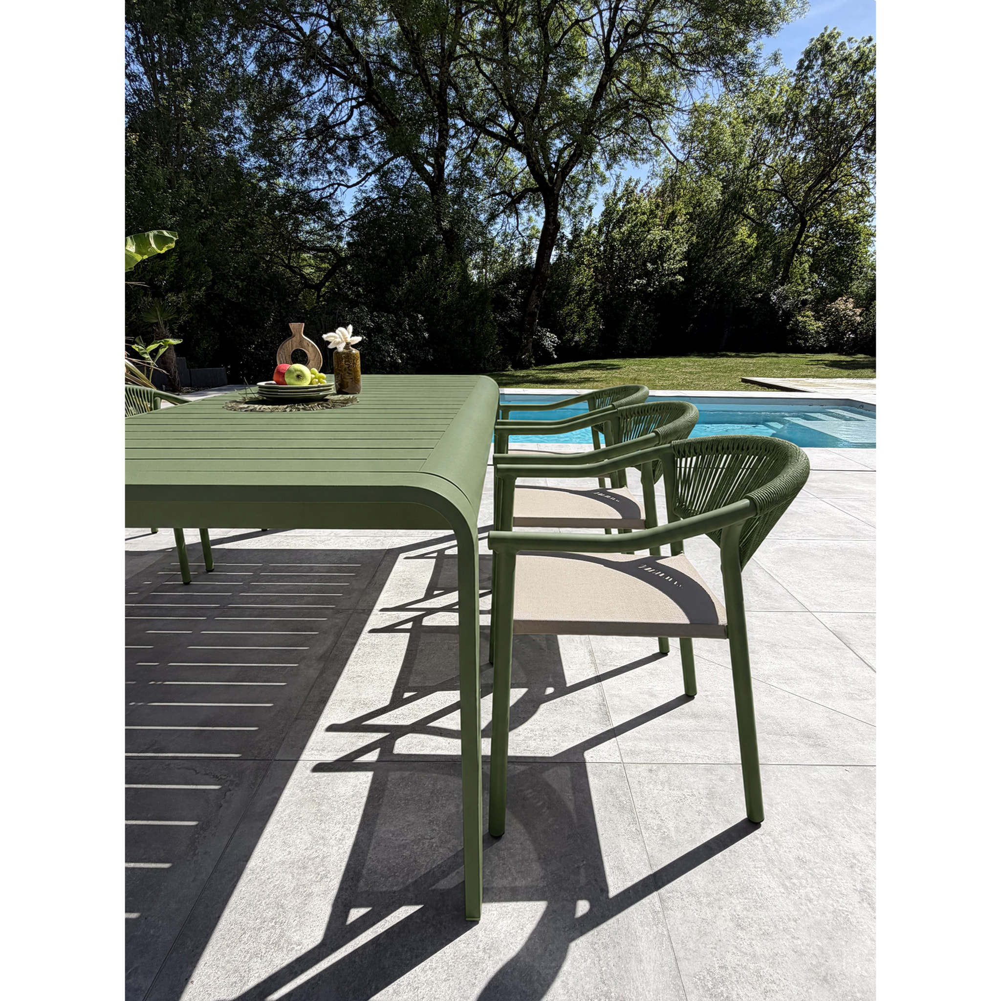 HANOI - Ensemble repas de jardin en aluminium 6 places