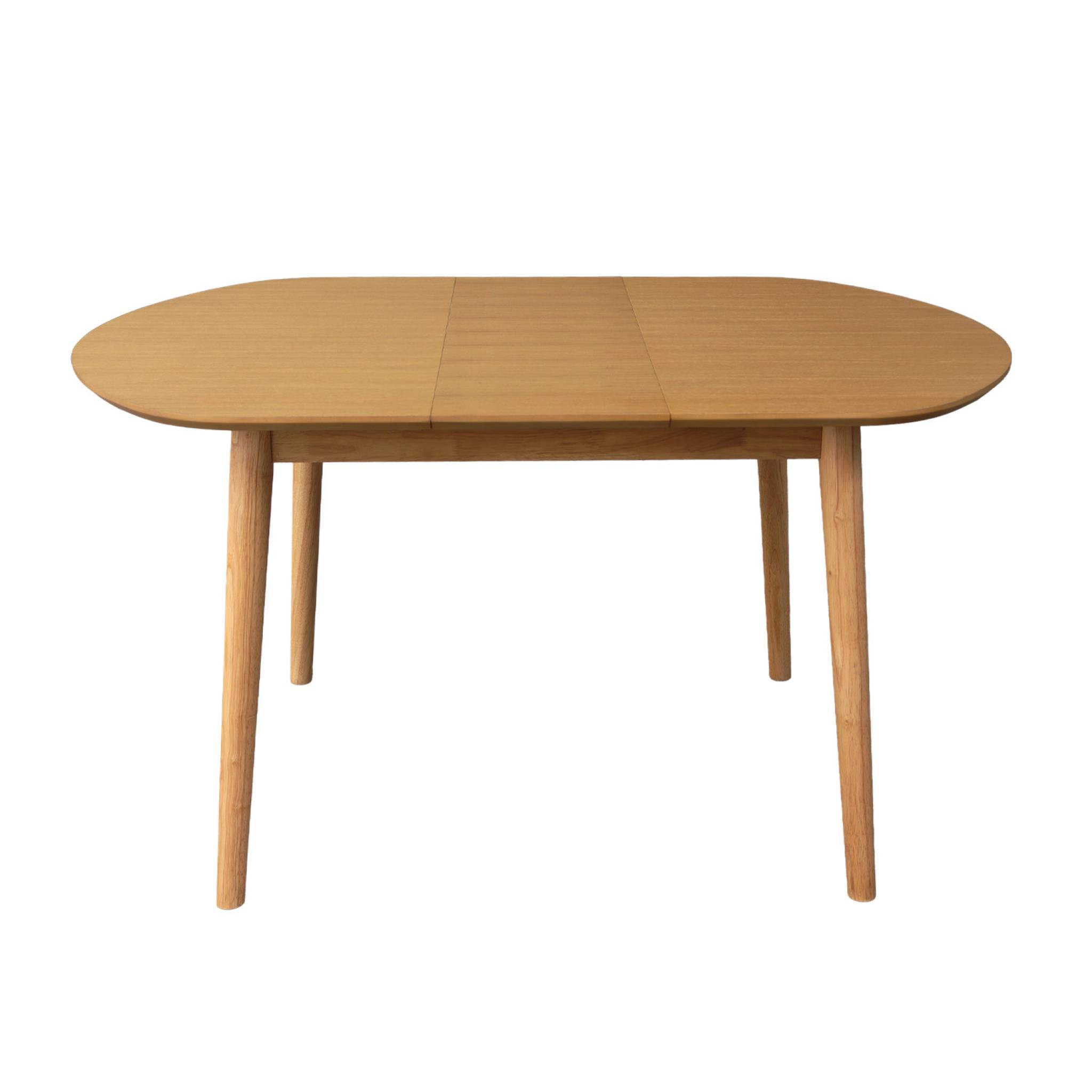 Table à manger ovale extensible bois d'hévéa et placage chêne naturel 4-6 places - 110 / 140 x 100 x 75 cm - Lisa