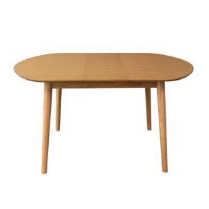 Table à manger ovale extensible bois d'hévéa et placage chêne naturel 4-6 places - 110 / 140 x 100 x 75 cm - Lisa