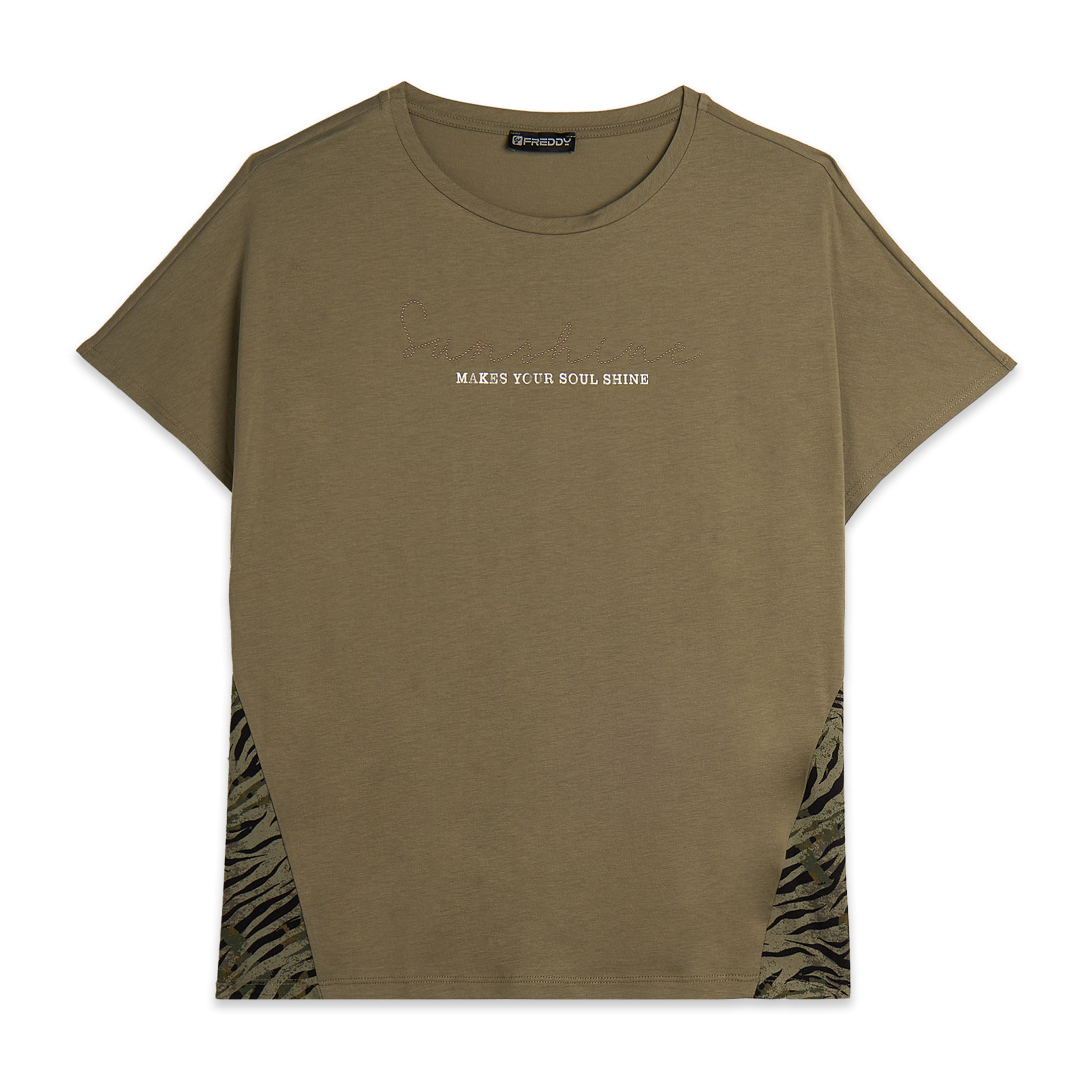 T-shirt maniche a kimono con stampa fantasia sui fianchi