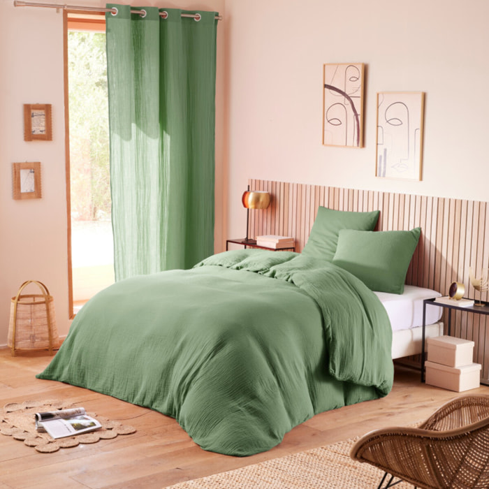 Parure de draps 4 pièces "Noah" Gaze de Coton pour lit 2 Places 160 cm - Noah Olive