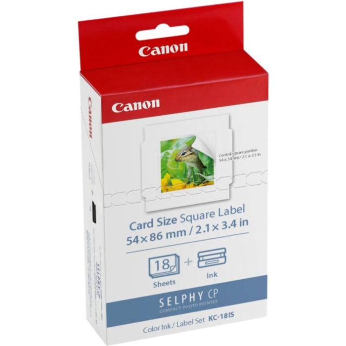 Cartouche d'encre CANON KC18IS 18 stickers 54x54mm Selphy