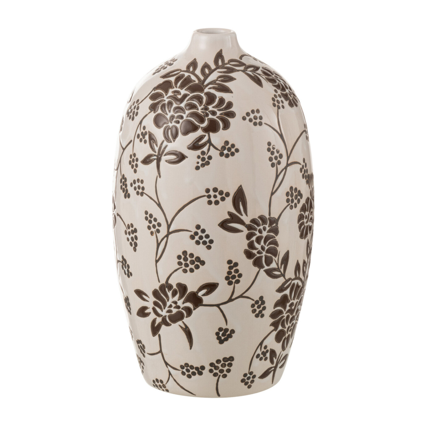 J-Line vase Zen Oval - porcelaine - blanc/noir - 24 cm de hauteur