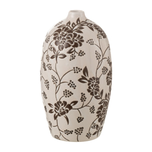 J-Line vase Zen Oval - porcelaine - blanc/noir - 24 cm de hauteur
