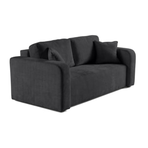 Miro - canapé droit 2 places - en velours texturé - Gris Anthracite