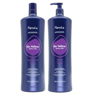 FANOLA Kit Wonder No Yellow Extra Care Shampoo 1000ml + Maschera 1000ml