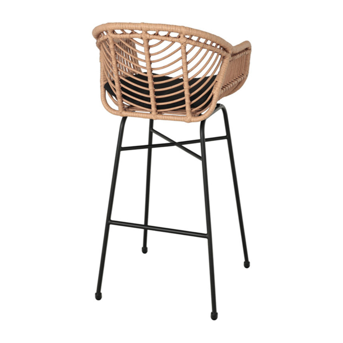 Rosano - lot de 4 tabourets - effet rotin - couleur bois et noir - Noir / Bois