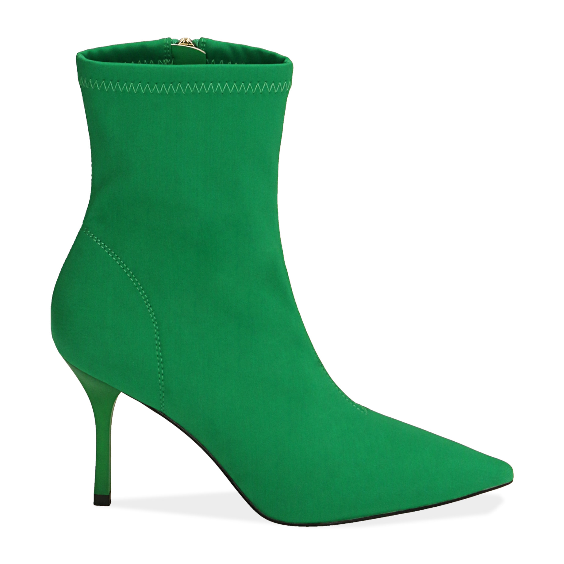 Botines de lycra verde, tacón 8,5 cm.