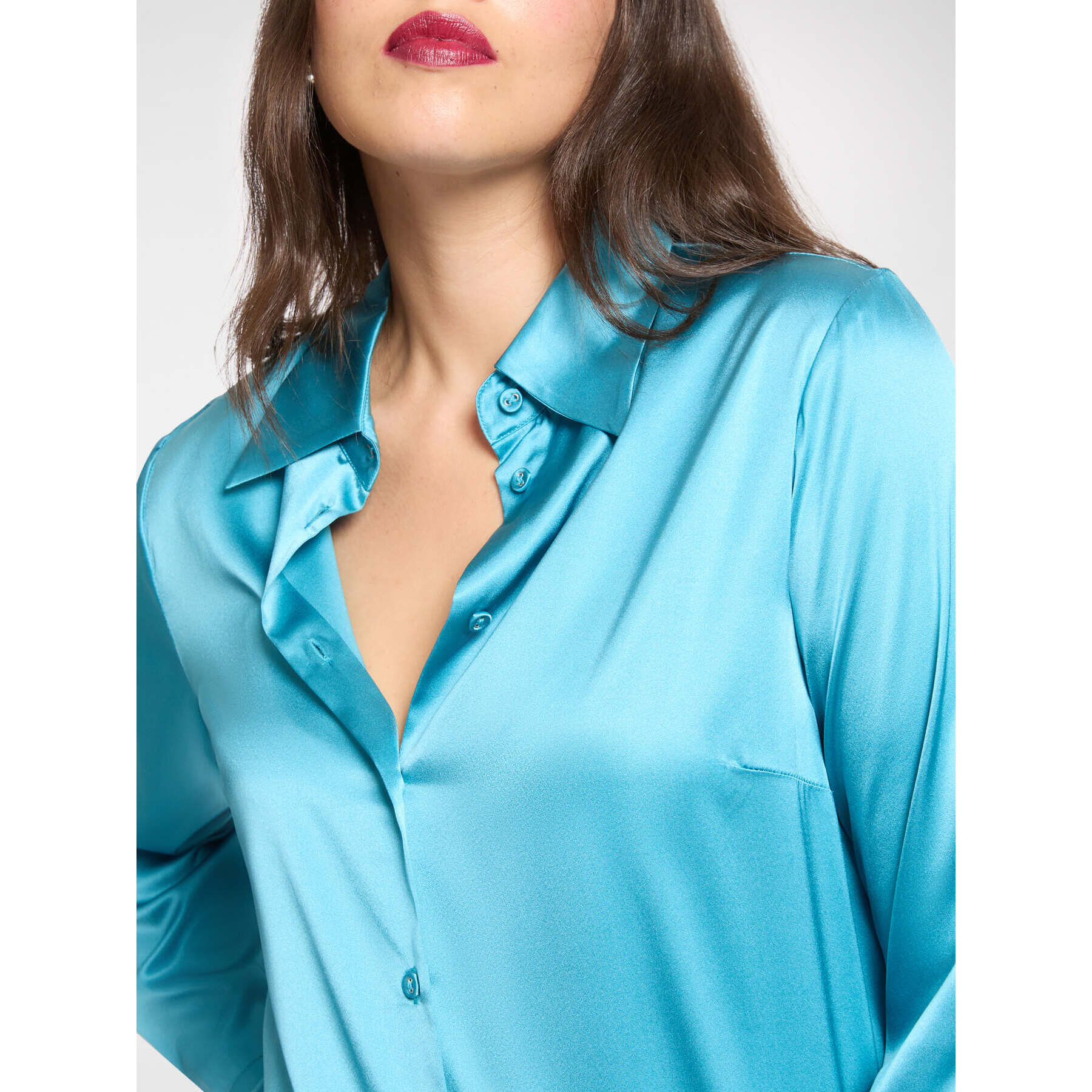 Elena Mirò - Camisa de seda elástica - Light - blue