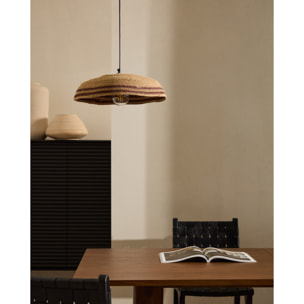 Kave Home - Lampada da soffitto Vinyola in fibre naturali con finitura naturale e in nero Ø 44 cm