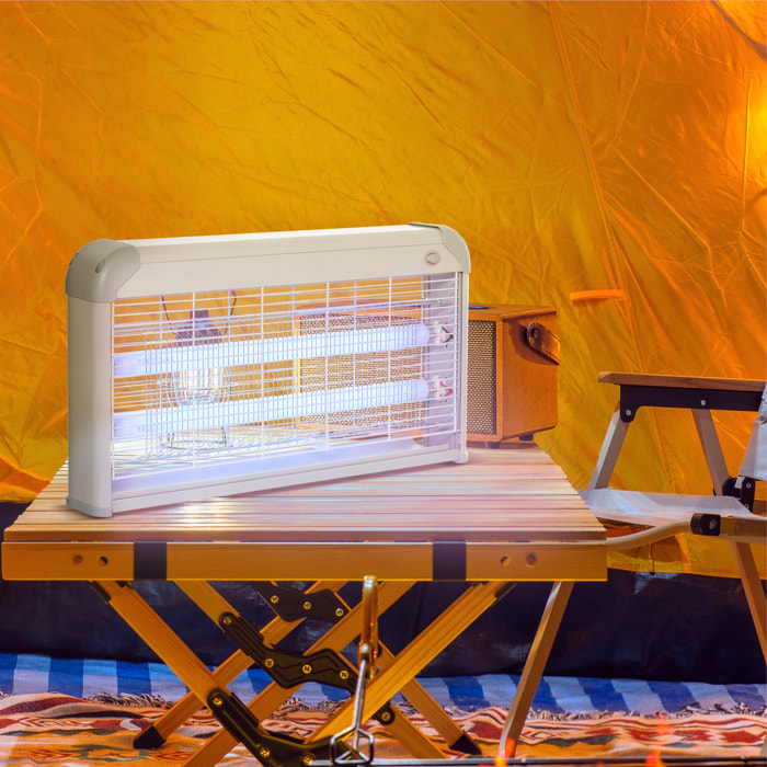 Lámpara Antimosquitos Eléctrico Profesional Mata Mosquitos Eléctrico 15W de Cada Tubo área 60m² con Luz UV para Exterior e Interior