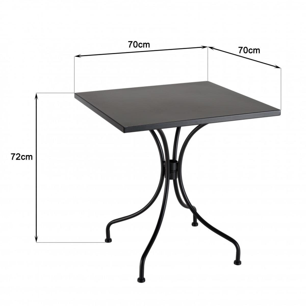 MALO - SALON DE JARDIN 2 PERS. - Table carrée 70x70cm et 2 fauteuils gris et noirs en cordage