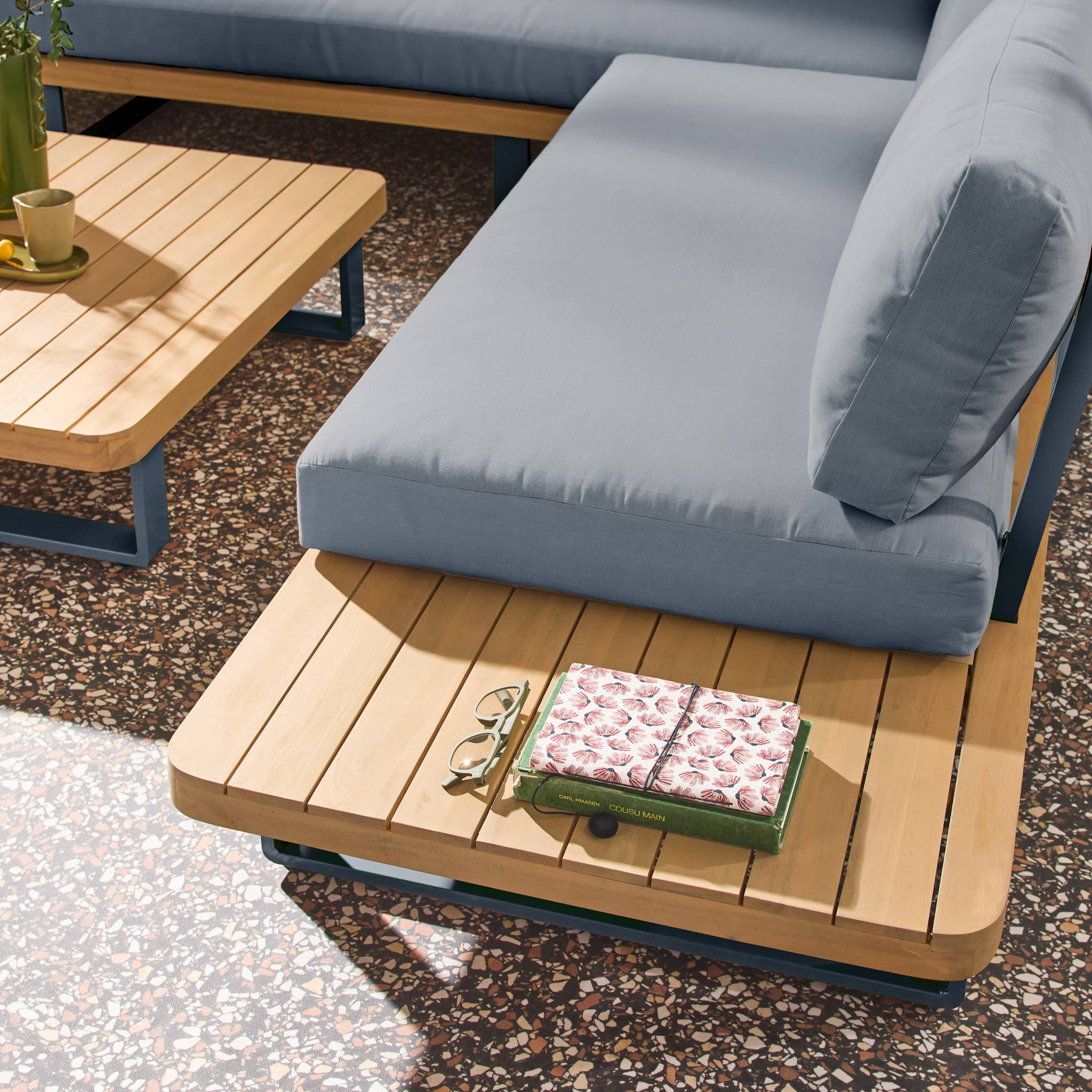 Salon de jardin d'angle bois d'acacia et aluminium 5 places ACALIA LATIKA