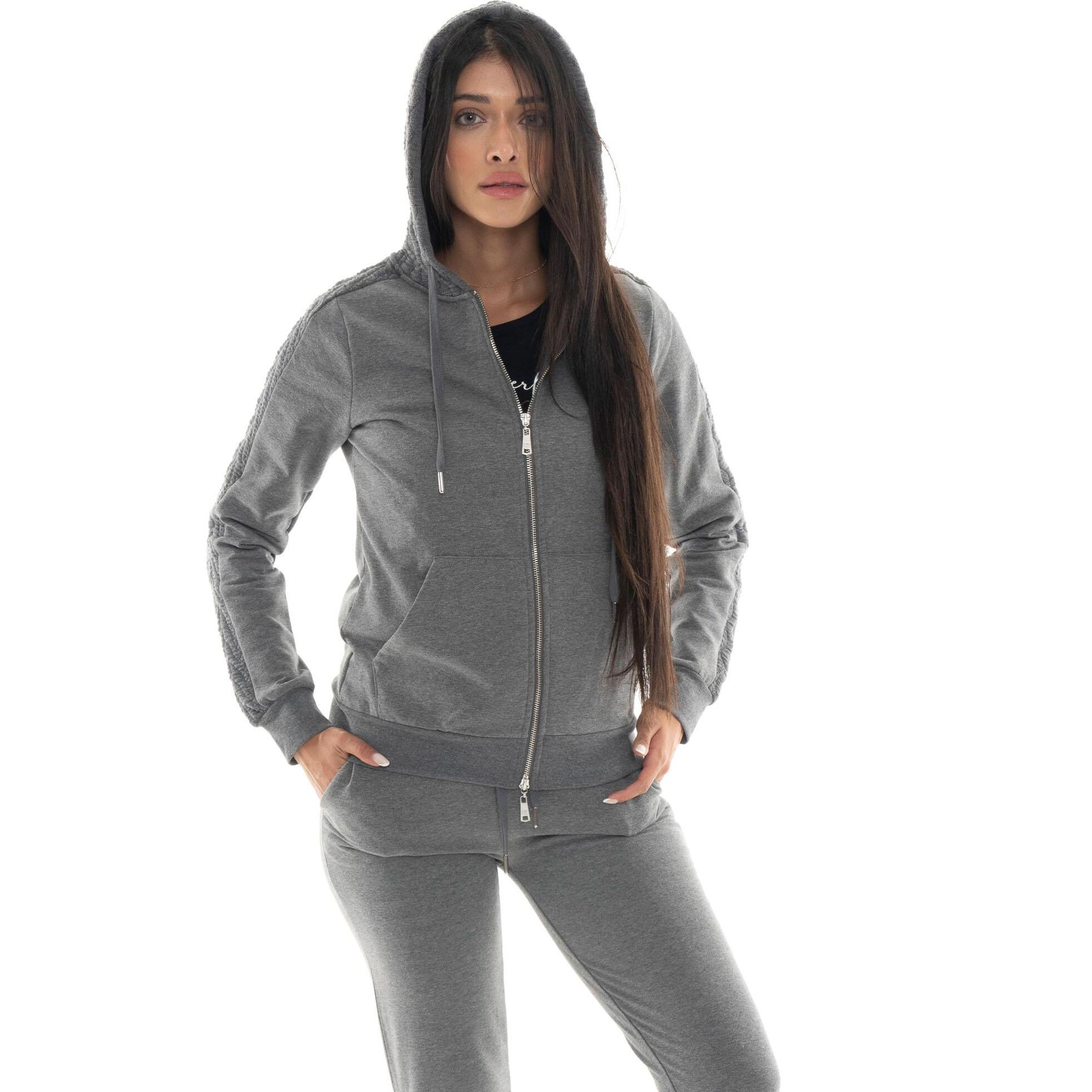 Tuta invernale donna con cappuccion e zip, inserti in treccia Leone 1947 Braid
