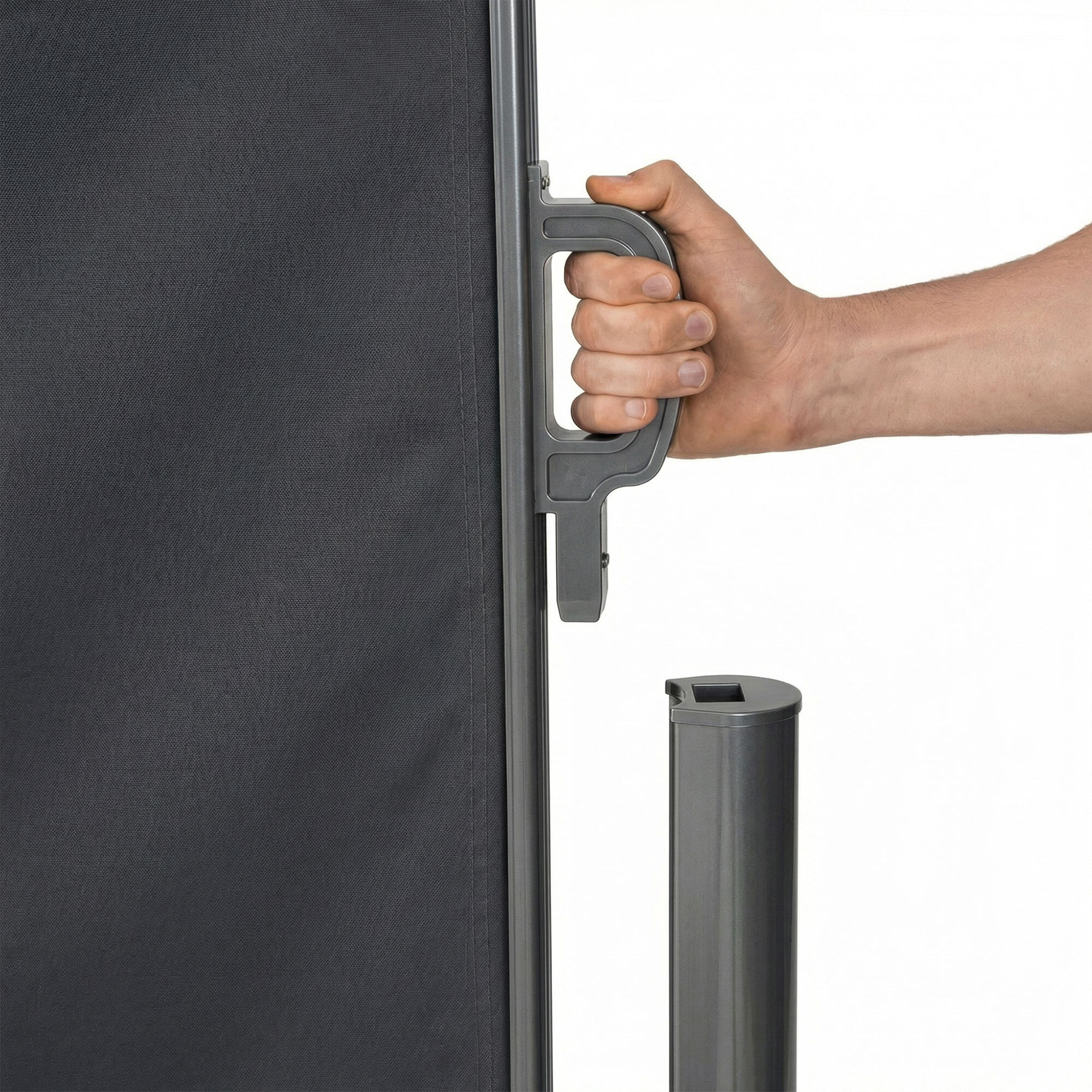 Tende Da Sole Paravento a Scorrimento Laterale Avvolgibile 180X300Cm. Corpo Interamente In Alluminio. Colore Grigio