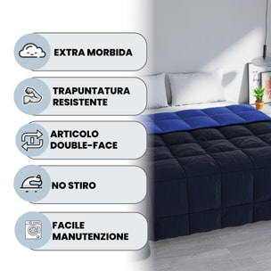 TRAPUNTA INVERNALE ELEGANT, 300gr, Microfibra, Doubleface, Made in Italy - BLU SCURO/ROYAL
