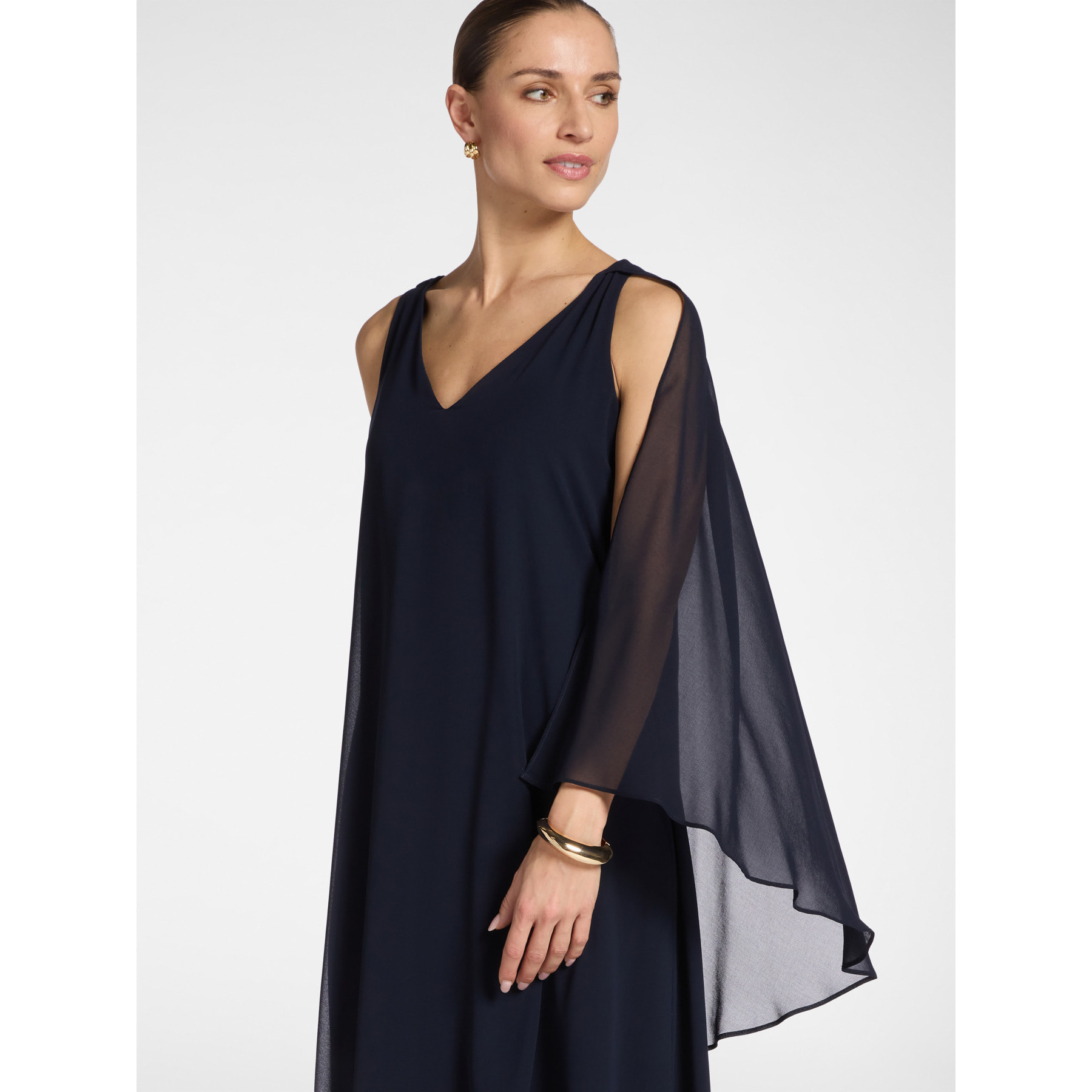 Elena Mirò - Vestido largo de georgette - Azul