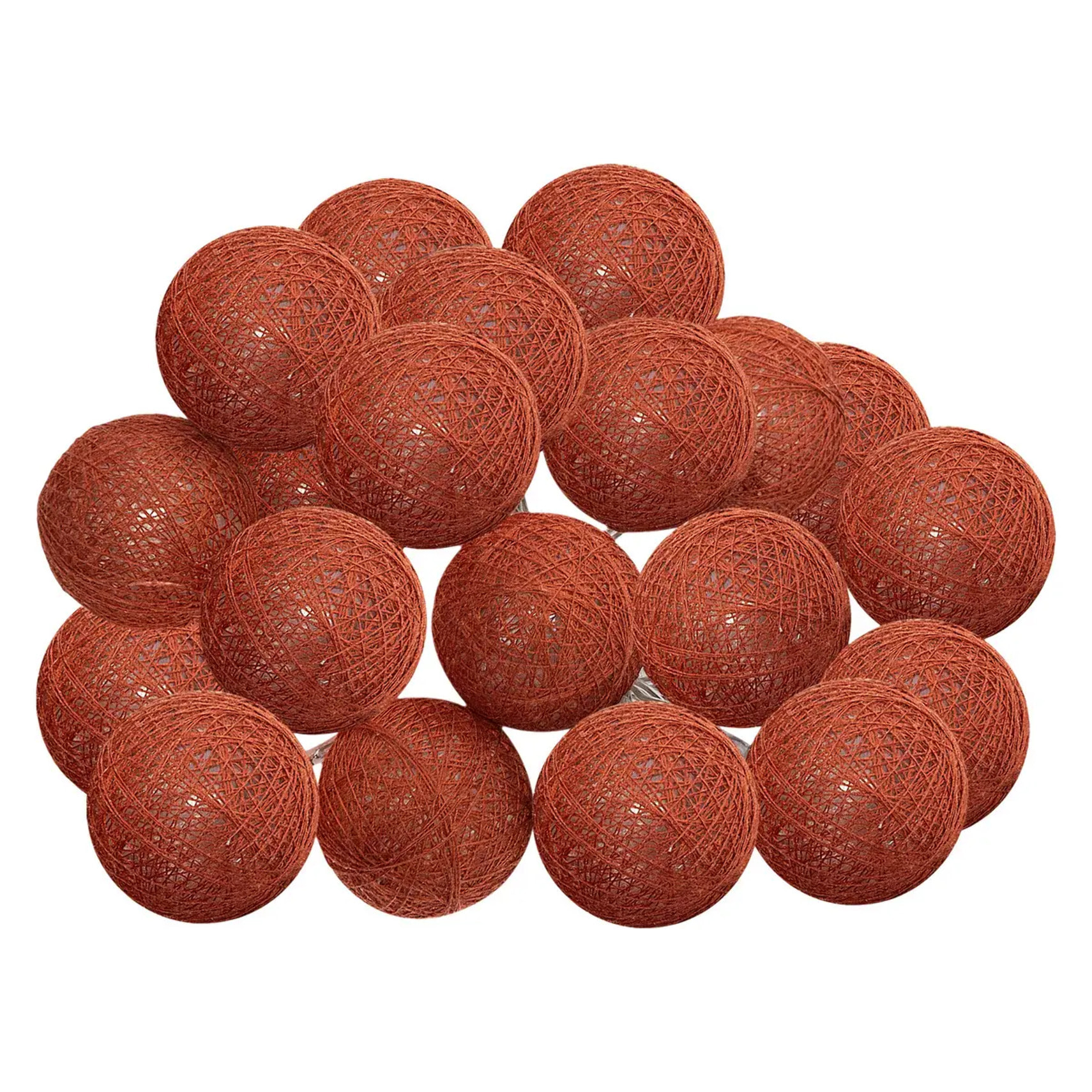 Guirlande LED - 20 boules - coton et cuivre - rose terracotta - D6 cm