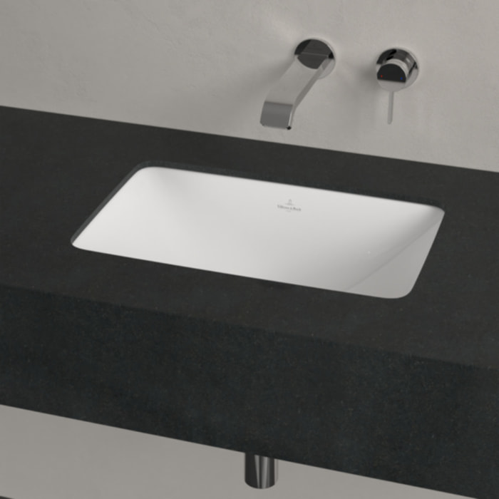 Vasque 51 x 34 rectangle à encastrer Loop & Friends TitanCeram Stone white sans trop plein