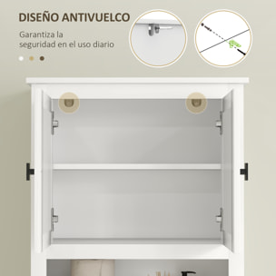Mueble sobre Inodoro Estrecho Armario sobre Inodoro con 2 Puertas con Frontal de Ratán Compartimento y Estante Ajustable Mueble de Baño 60x19,5x160 cm Blanco