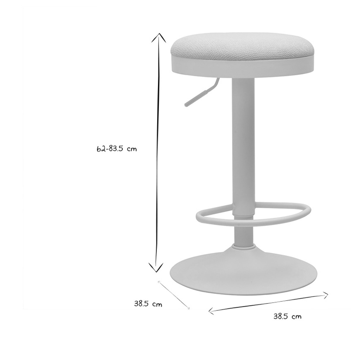 Tabourets de bar réglables en tissu chenille écru et métal (lot de 2) THOR
