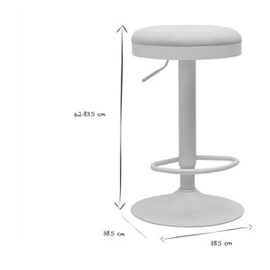 Tabourets de bar réglables en tissu chenille écru et métal (lot de 2) THOR
