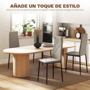 Pack de 4 Sillas de Comedor, Sillas de Cocina Modernas, Tapizadas de Cuero Sintética, Respaldo Alto, Asiento Acolchado, Patas de Acero, Gris