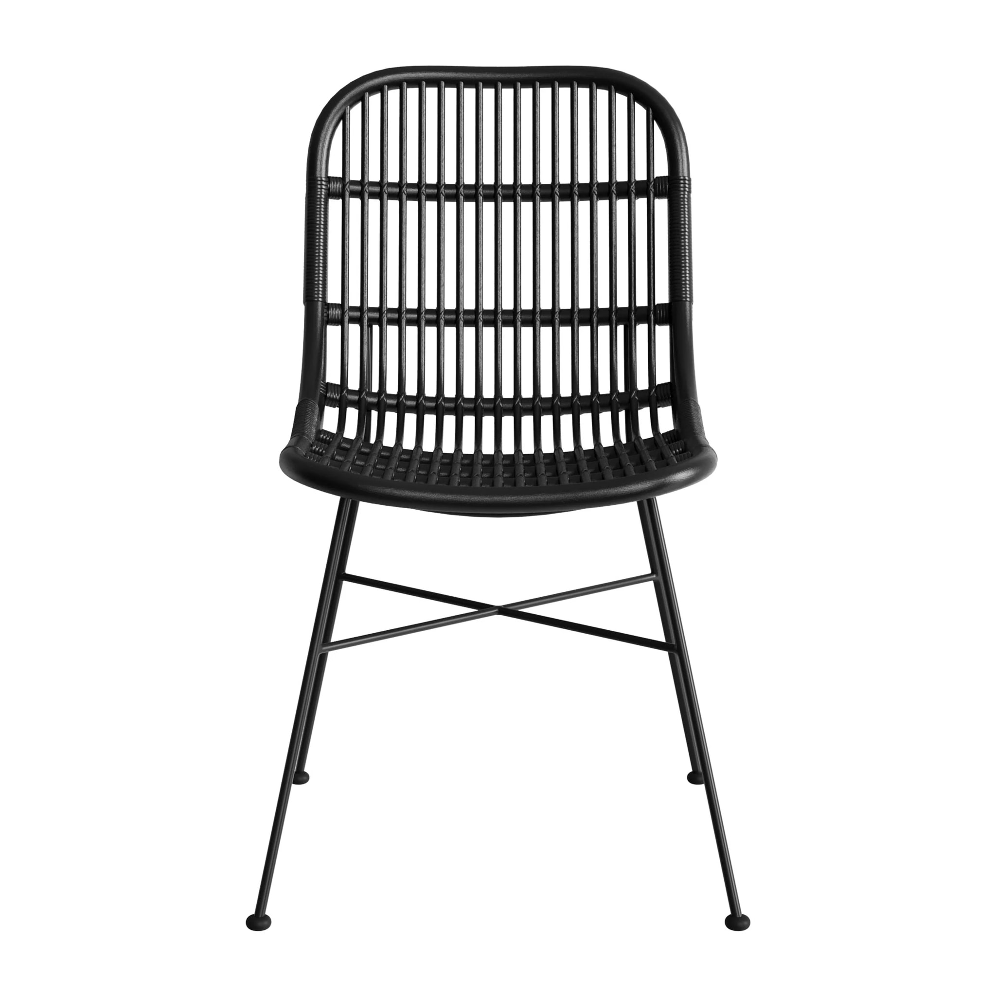 Lot de 2 chaises en rotin et pieds en métal noir - Moon