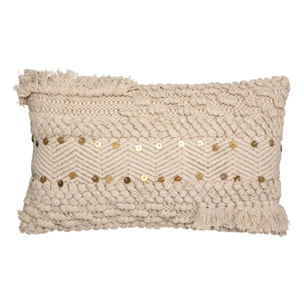 Coussin sequins en coton & jute naturel 30x50 cm