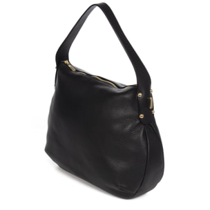 FIRENZE ARTEGIANI Borsa a Spalla da Donna Acerenza. Vera Pelle Dollaro Made in Italy 38x8x27 Cm. Colore nero