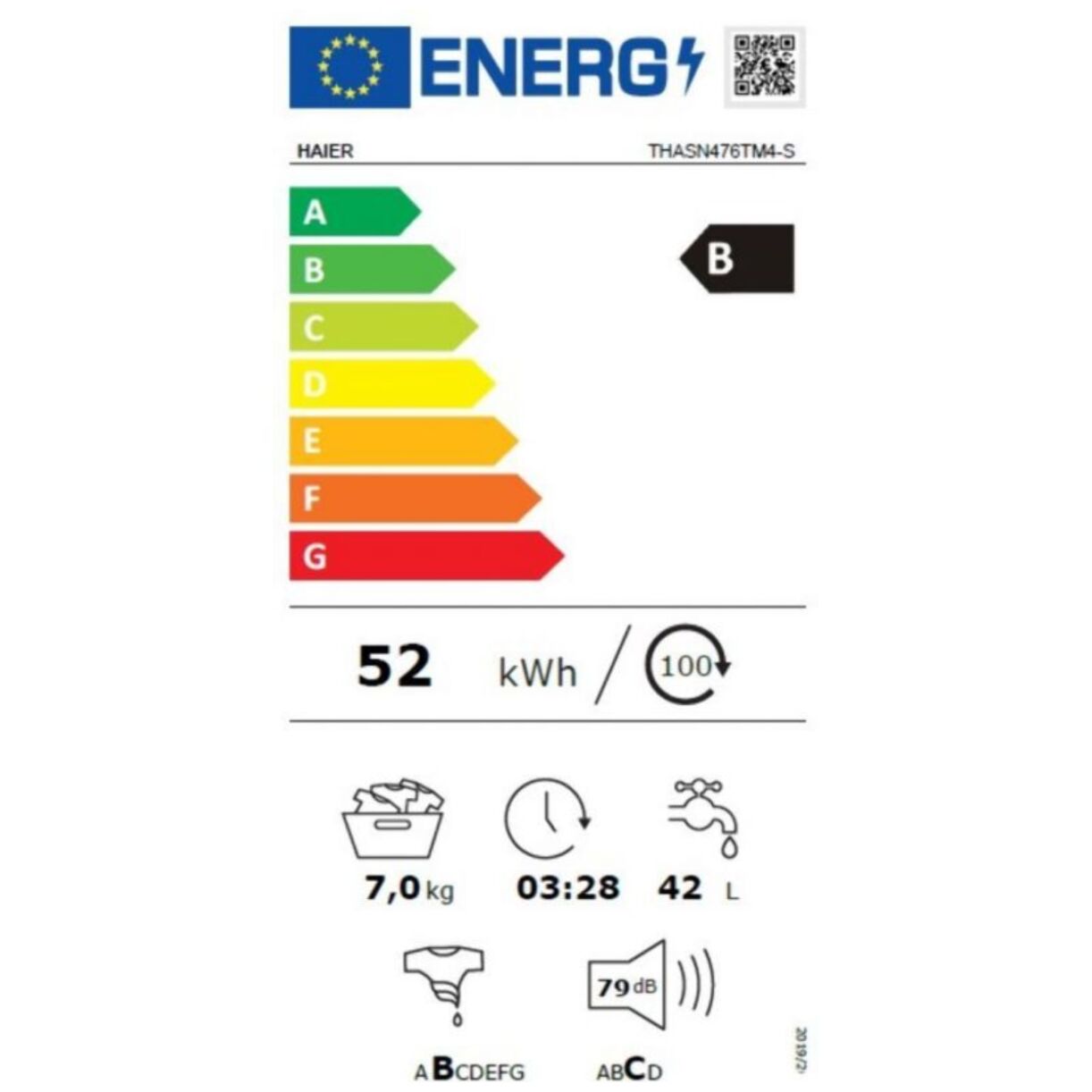 Lave linge top HAIER THASN476TM4-S