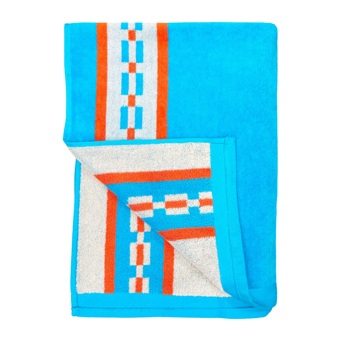 Serviette de plage éponge velours Jacquard - Tigaki - 90x170cm - 400g/m²