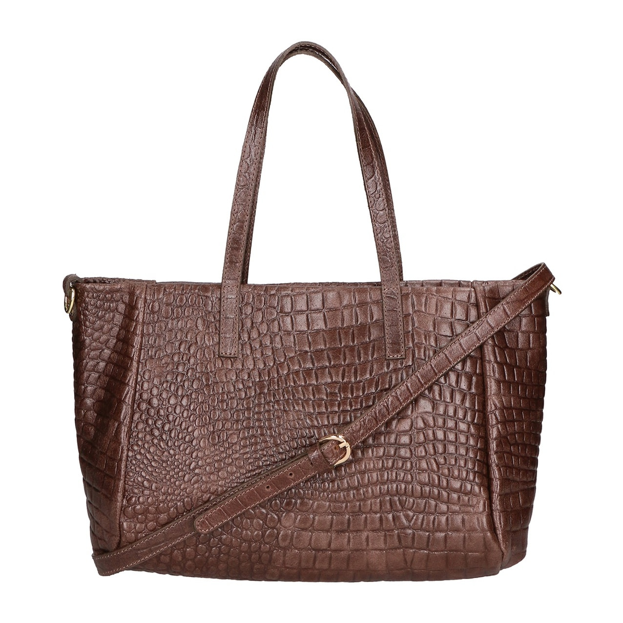 Borsa a spalla da donna - Modello Lorella - Vera pelle croco - 37.0 x 23.0 x 10.0 cm