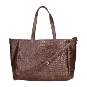 Borsa a spalla da donna - Modello Lorella - Vera pelle croco - 37.0 x 23.0 x 10.0 cm