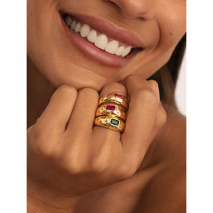 Anillo Charlotte Esmeralda Baño Oro