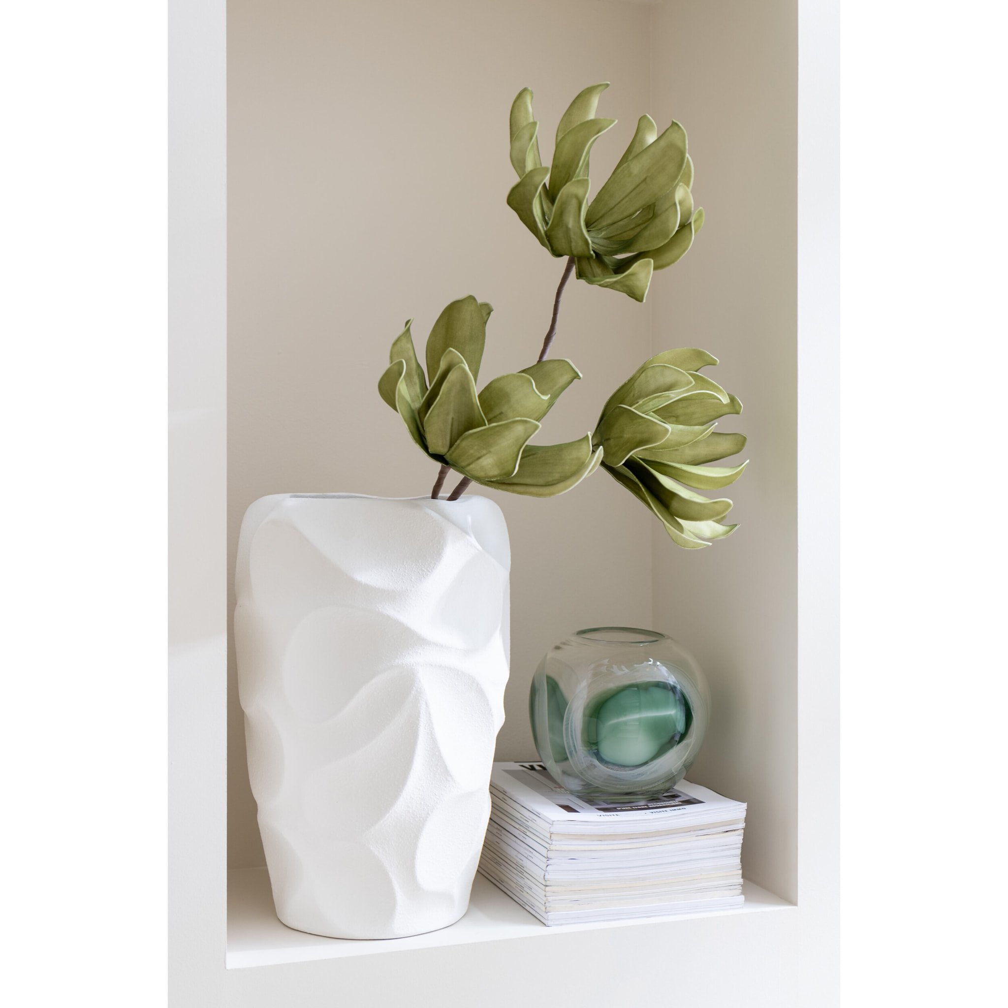 J-Line vase Mirena - céramique - blanc - large - 43 cm de hauteur