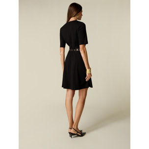 Oltre - Vestito svasato con cintura metallica - Nero