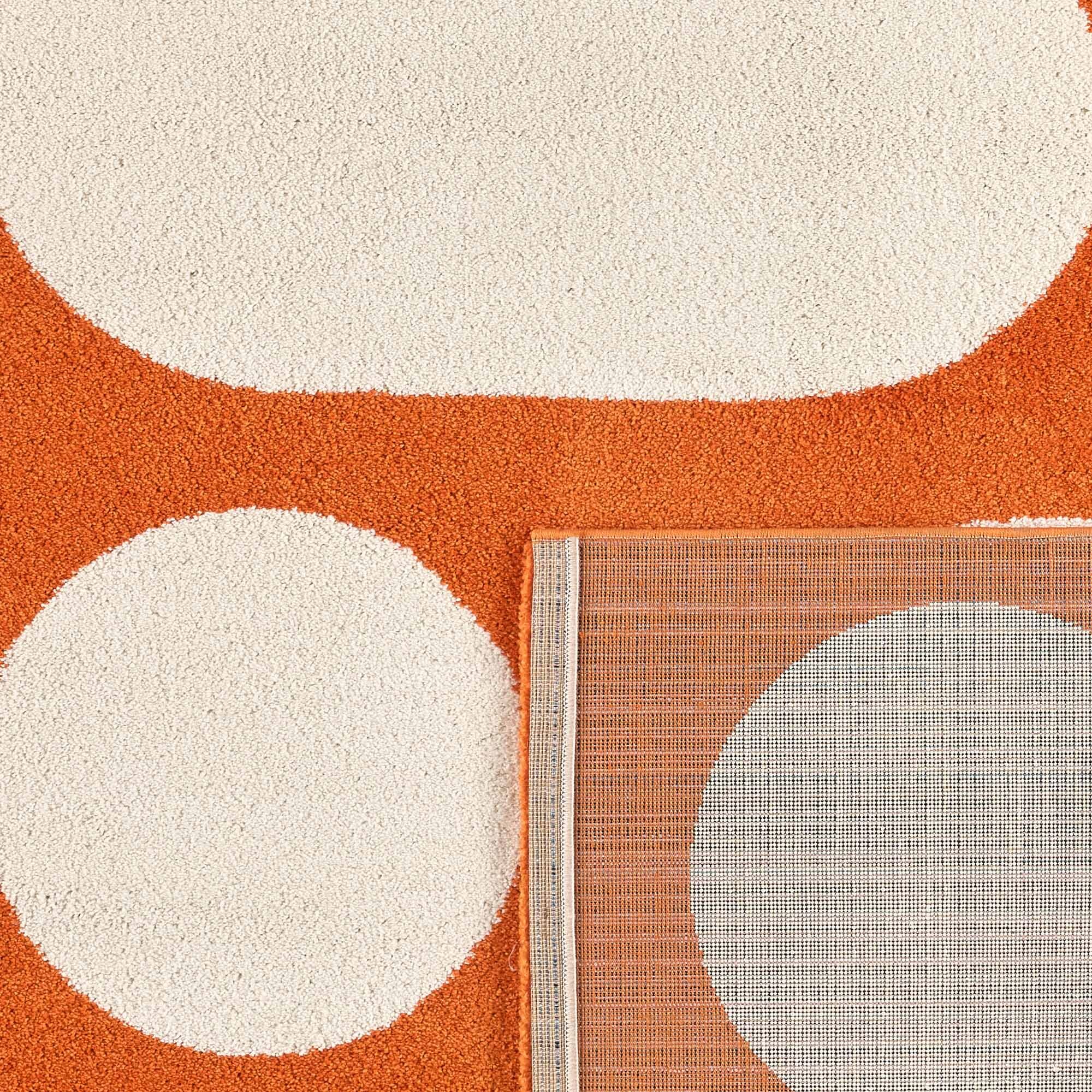 GROOVY - Tapis rétro coloré à motif géométrique - Confortable et moelleux - Orange