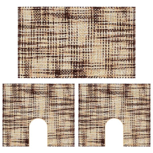 3 tappeti bagno CRAZY MARRONE in microfibra misto cotone, morbido antiscivolo lavabile in lavatrice, tappetino lavabo sanitari bagno