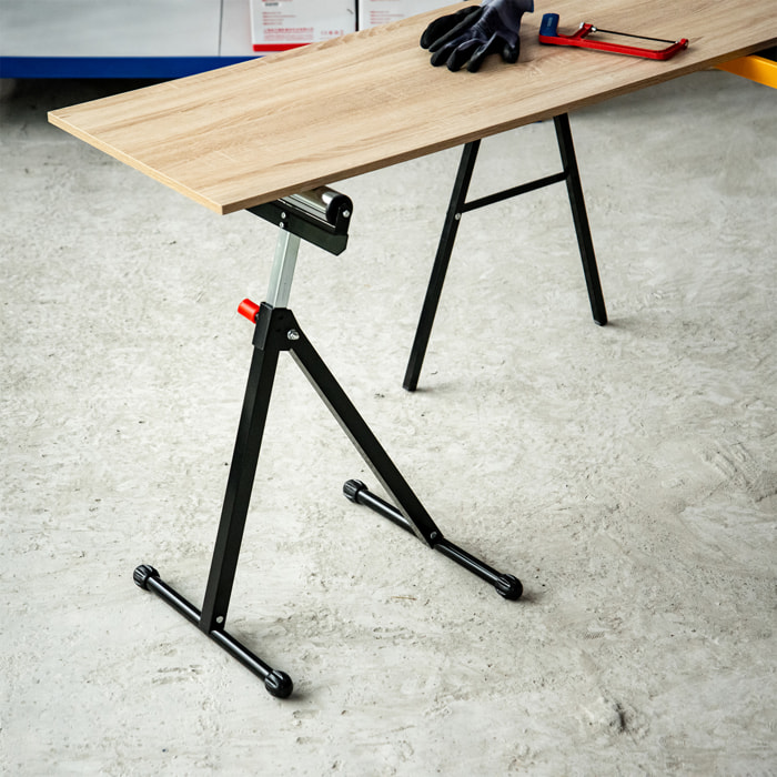 Servante à rouleau pliable - servante d'atelier à rouleau - max 90 Kg - H. 68-110 cm - métal rouge noir
