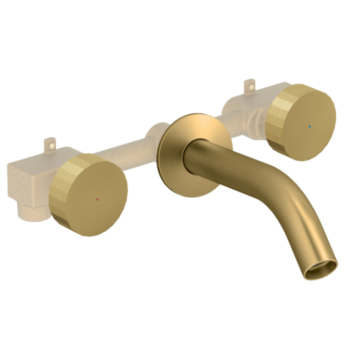 Pack mitigeur lavabo encastré 3 trous Grands Boulevards laiton brossé avec mécanisme complet