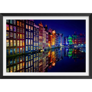 Affiche Fenêtre d'Amsterdam Affiche + cadre en bois - Noir