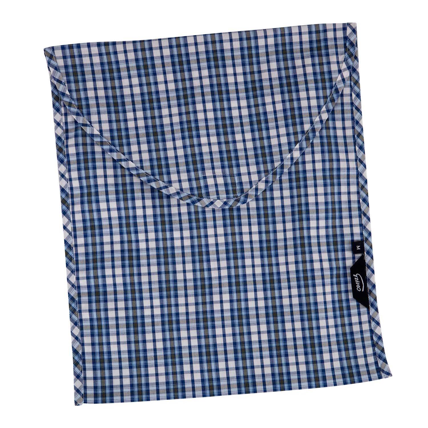 Pigiama leggero UOMO cotone quadretto bianco, blu, blu scuro