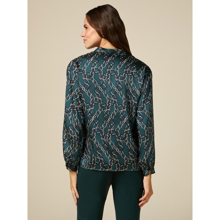 Oltre - Blusa de raso estampado - Verde